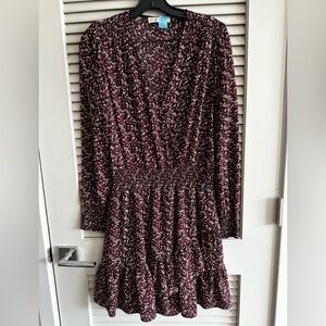 Michael Kors Red and Black Bishop Sleeve Dress